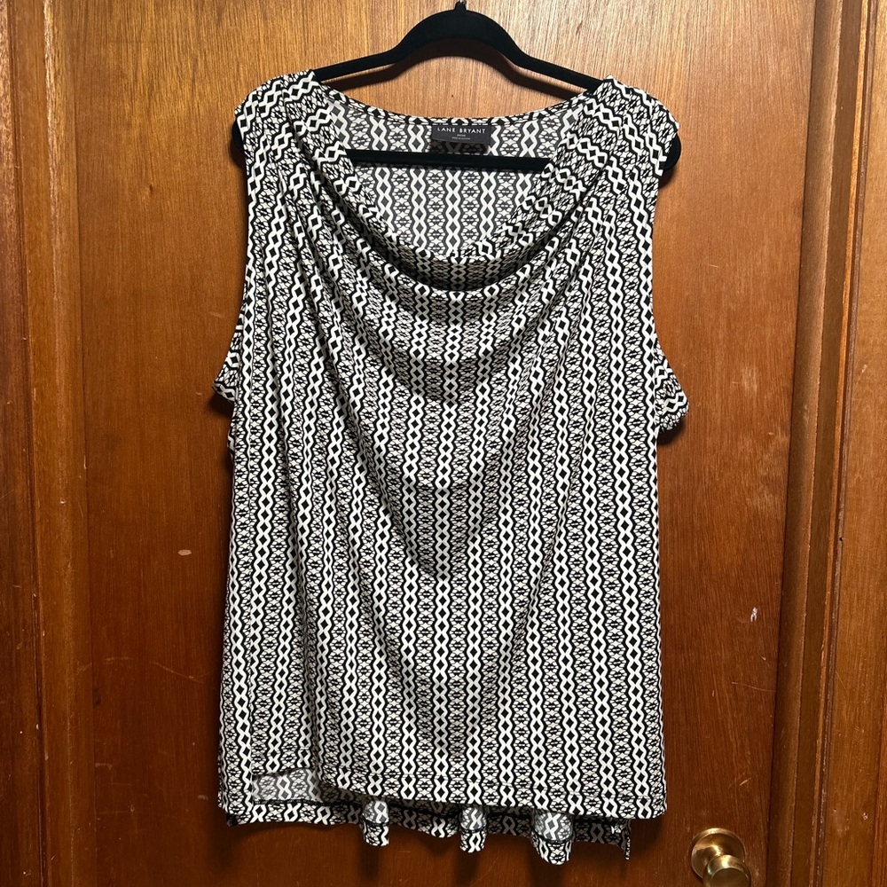 Lane Bryant Black and White Draped Blouse